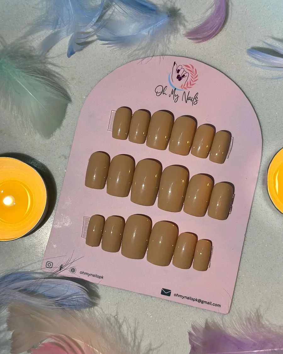 Warm neutral custom press-on nail set